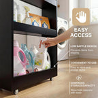 TEAMIX Wood 4-Tier Slim Rolling Storage Cart, 7.9"W, 24.8"D, 36.7"H, Black | Height Adjustable, 360°Swivel Wheels, Deeper & Taller, Use as Narrow Kitchen Cart, Laundry Organizer Between Washer & Dryer