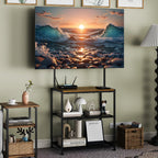 23 Inch to 50 Inch Floor Small Corner TV Stand with Storage Shelves for Living Room Bedroom, Universal Floor Television Stands with Mount, Rustic Brown Corner TV Table Desk Shelf for Small Space