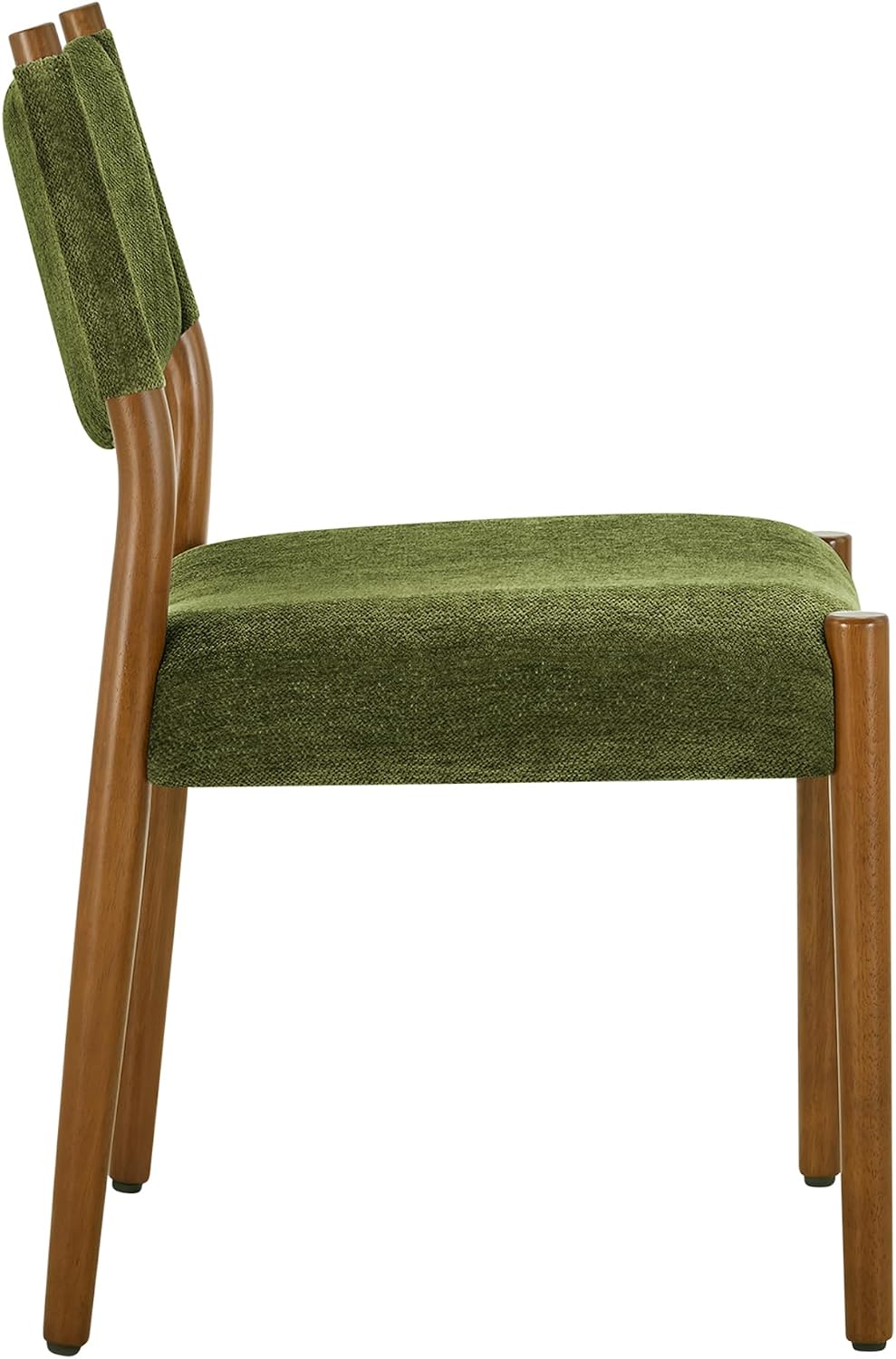 KISLOT Dining Chairs Set of 2, Ergonomic Upholstered Wood Chairs, Green | Mid Century Modern Dining Room Chairs, Ergonomic Farmhouse Kitchen Chairs with Solid Rubber Wood Frame, Antique Walnut Leg