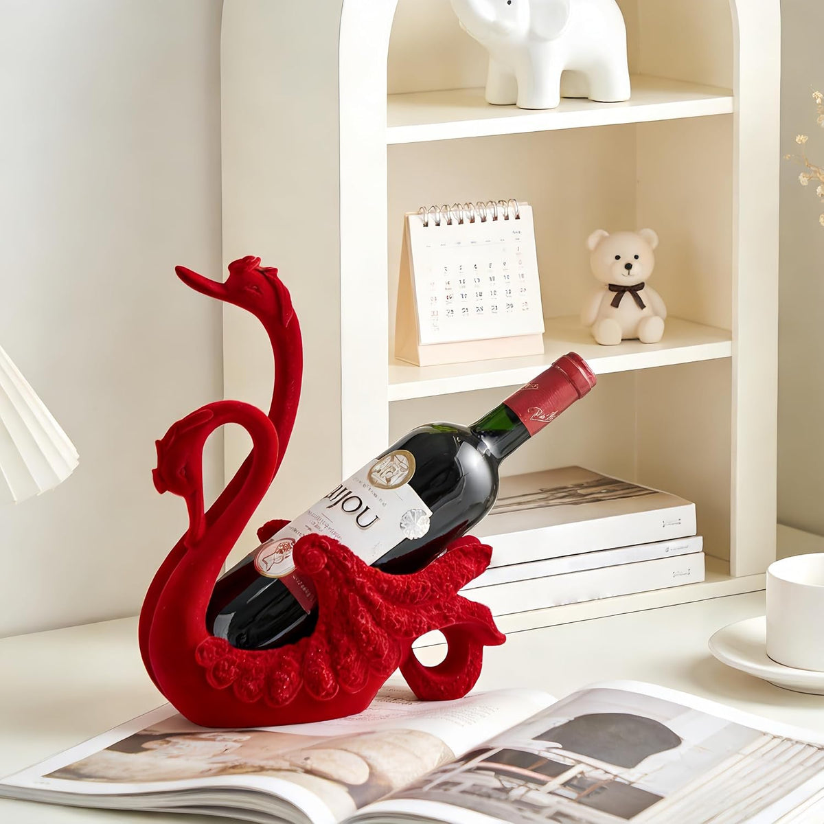 XINXUAN Swan Couple Wine Bottle Holder Countertop, Gifts for Women | Wine Lovers, Decor for Kitchen, Wine Gifts for Women, Ornament Display Stand