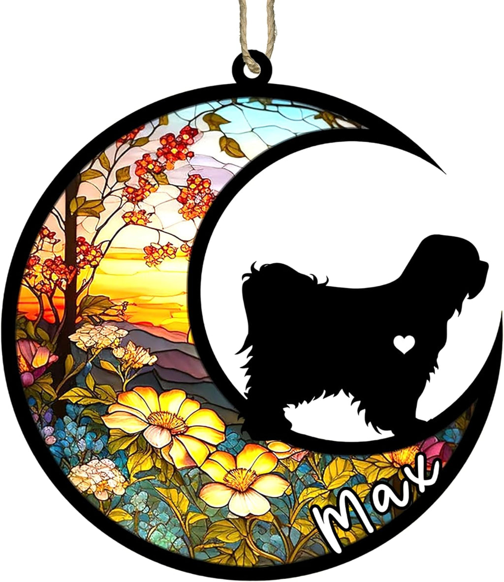 Personalized Dog Memorial, Custom Name Tibetan Terrier Dog Christmas Ornament with Name, Custom Breeds, Pet Loss Light Catcher, Gifts for Lovers Loss of Pet Sympathy on Mothers Day Christmas