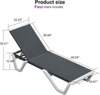 PURPLE LEAF Lounge Chair Outdoor Set of 4 Chaise Lounge w/Wheel, Dark Grey | The space-saving stackable design allows multiple chairs to nest together neatly for quick and easy off-season storage
