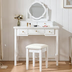 GOWE Vanity Table Set White Modern Contemporary Comfortable Upholstered for Living R...