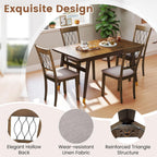 Giantex Dining Chairs Set of 4, Fabric Upholstered Armless Kitchen Chairs w/Hollowed Backrest, Padded Seat, Rubber Wood Frame, Farmhouse Side Chairs for Living Room Restaurant, Rustic Brown