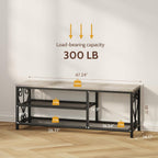 Entryway Storage Bench with Shoe Rack, 47.2" Wide Hallway Bench with Seating, Rustic Wood Top & Metal Frame, 2-Tier Shoe Organizer for Entryway, Bedroom, or Living Room, Weathered Wood