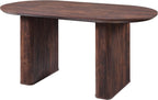 T4TREAM 63" Fluted Oval Dining Table for Kitchen Living Room, Walnut | Mid Century Modern Kitchen Table, Seats 4-6, Thickened Edge and Sturdy Strip Pedestal Base