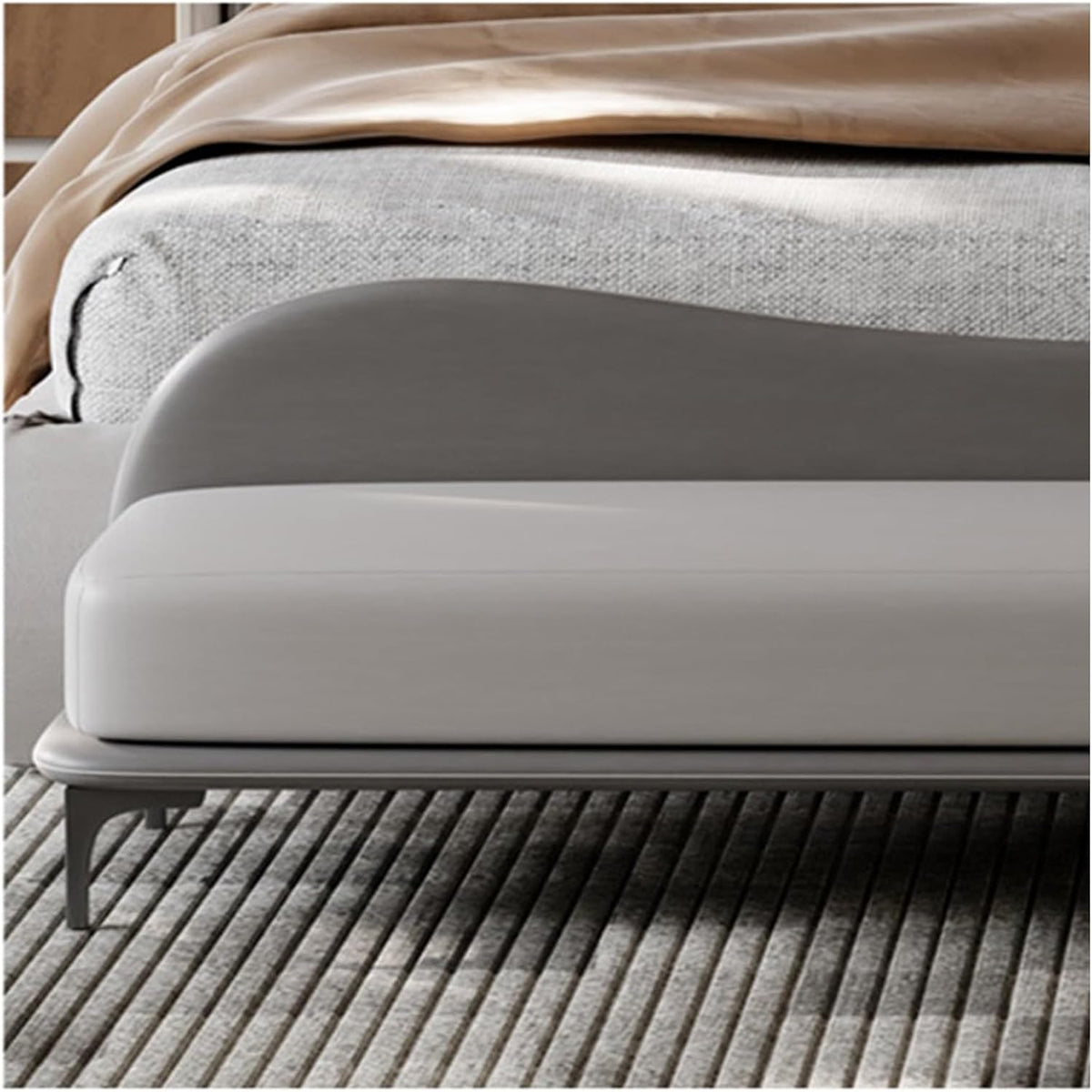 Modern End of Bed Bench, Leather Long, Modern Upholstered Bedroom for Living Room Foyer Indoor Entryway Entryway(Orange,180 * 45 * 55cm)