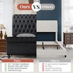 Jocisland Queen Size Bed Frame with Sleigh Headboard & Footboard, Black