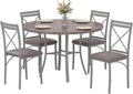 VECELO 5 Piece Dining Table Set for 4, Wood Grain Dinette with Chairs for Kitchen, Breakfast Nook, Small Space, Light Grey
