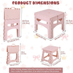 3-Piece Plastic Kids Folding Table and Chairs Set, Portable Activity Furniture with 2 Foldable Chairs for Playroom, Crafts, Snacks, Learning, Indoor Outdoor Use and Small Spaces Light Pink