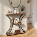 HavenlyYouth Narrow Console Table for Entryway, Industrial 3-Tier Sofa Table Behind Couch, 29.5" Height TV Stand with Storage Shelves for Living Room, Hallway, Entrance, Foyer, Rustic Brown