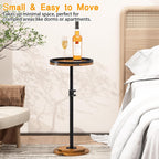 Small Side Table, Drink Table, Height Adjustable Round End Table, Pedestal Side Table for Small Spaces in Living Room, Bedroom, Brown