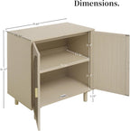 Rattan Cabinet, Storage Sideboard with 2 Doors, Beige Boho Buffet with Adjustable Shelf, Premium Wood Credenza. [Beige, 1pc]