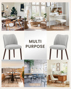 Upholstered Dining Chairs Set of 6, Farmhouse Fabric Kitchen Chairs with Solid Wood Legs, Modern Dining Room Chairs for Restaurant & Cafe, Light Grey