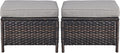 Belord Outdoor Furniture Ottoman Set of 2 Patio Seating Footstool All-Weather Rattan Wicker Ottoman Seat with Soft Cushions for Patio Furniture Set