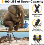 TAVR Folding Stool，26.4 Inch Collapsible Stool with Safety Lock | Tall Folding Counter Bar Stool, Portable PU Leather Stool Chair for Kitchen, Balcony, Camping, Fishing & Outdoor Indoor Use
