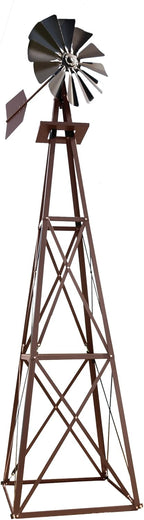 Outdoor Water Solutions Large Bronze Backyard Windmill – 11ft 6in Durable Weather-Resistant 4-Leg Tower – Powder Coated Finish – Ornamental Lawn & Garden Décor