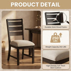 COLAMY Modern Dining Chairs Set of 4, Breathable Fabric Kitchen Chairs with High-Resilience Cotton Padding, Ergonomic Solid Wood Legs Accent Seating for Living Room 250LBS,Black