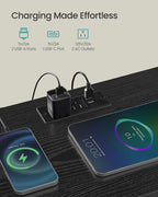 SONGMICS BELLAH Collection - Nightstand with Charging Station and App-Controlled Adjustable LED Lights, Bed Side Table, 2 Drawers and 1 Open Shelf, Modern, Ink Black and Ebony Black ULGS302BH01S