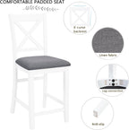 LUMISOL 5-Piece Counter Height Dining Set, Wooden Square Table with 4 Chairs, Space-Saving 4-Person Dining Table Set for Small Kitchen Dining Room, Grey + White