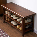 XKZG Shoe Rack Bench Wooden Shoe Storage Bench Rustic Solid Wood Entryway Bench (Brown,31.5")