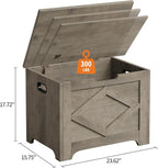 GAOMON Storage Chest, Storage Bench with Safety Hinge, Farmhouse Style Wooden Trunk for Entryway, Bedroom, Living Room, Washed Grey