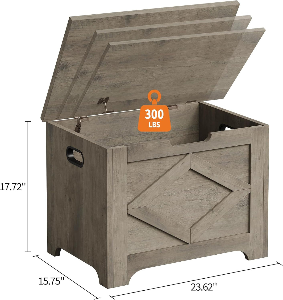 GAOMON Storage Chest, Storage Bench with Safety Hinge, Farmhouse Style Wooden Trunk for Entryway, Bedroom, Living Room, Washed Grey