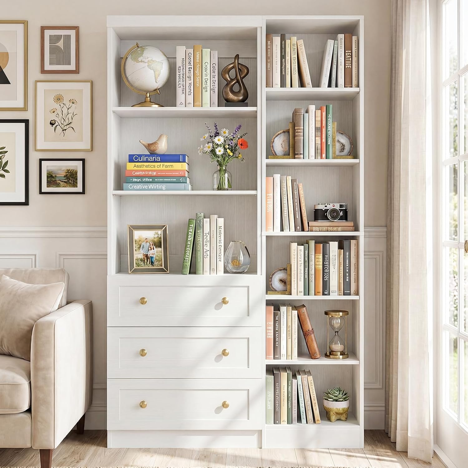 Cyclysio Kitchen Pantry Cabinet, 80" Pantry Storage Cabinet with Drawers and Adjustable Shelves, Kitchen Cabinet for Livingroom, Pantry, Bathroom, Kitchen (White)