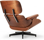 Top Grain Leather, Mid Century Chaise Lounge Chair and Ottoman, Reading Chair, Accent Chair, Modern Classic Chair, Heavy Duty Base Support for Living Room Lounge Office, Walnut-Brown, Heightening
