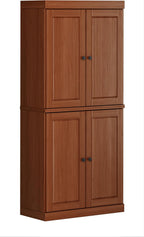 Palace Imports Solid Wood Kitchen Pantry Cabinet - 71.5" Tall x 32" Wide - Wooden Storage Cabinet with 4 Doors & Adjustable Shelves, Mocha, 100% Renewable Eco-Friendly Wood, Made in Brazil