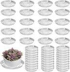 50 Packs 4" Small Clear Plant Saucers for Indoor Outdoor Use Heavy Duty Plastic Plant Trays for Planter Bulk Flower Pot Drip Trays to Catch Water, 4 to 20 Inch, Round Transparent
