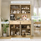 Jojoka Modern Tall Kitchen Pantry Cabinet with Charging Station – 71" Height, 47" Wide Storage Hutch, Countertop, 2 Drawers, Shelves, Power Outlet – Versatile Food Pantry Furniture for Dining or