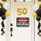 WERNNSAI 50th Birthday Party Decorations - 9PCS Wall Signs for Adults 50 Years Old Party Decor Yellow Caution Logos on Door Windows Yard Garden Sign Happy 50th Birthday Party Supplies
