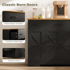 HOMCOM 47" Sideboard Buffet Cabinet, Farmhouse Credenza with Soft-Close Hinges, Coffee Bar Cabinet with Spice Racks, 3 Drawers and 3 Adjustable Shelves, Black