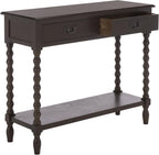 SAFAVIEH Furniture - Athena 2-Drawer Console Table - Dark Chocolate - Solid Wood - Farmhouse Classic Design - Ideal for Entryway, Living Room, Hallway, 35.5" W x 13" D x 29.5" H (CNS5702D)