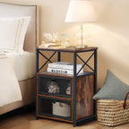VECELO End Side Table, Modern Night Stand with Storage Space and Door, Set of 2 Nightstands for Living Room,Bedroom,Lounge,Classic Brown