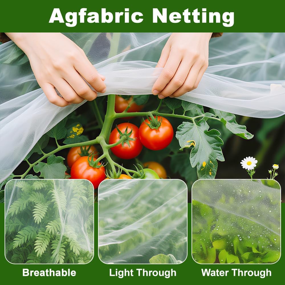 Agfabric Garden Netting 6.5'x49' Barrier Net, Bird Netting for Garden Trees Vegetable and Plants, White