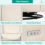 Naomi Home Tanya Luxury Motion Recliner Chair - Cream | Power motion recliner glider rocker with USB charging, swivel function and lumbar support for comfortable everyday use