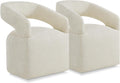 KISLOT Upholstered Dining Chairs with Casters Easy Assembly Require Modern Barrel Armchair with Rollers for Diningroom Bedroom Livingroom Reading Room,Set of 2,Cream Beige