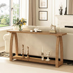 HOKYHOKY Solid Wood Console Table, 63" Long Farmhouse Entryway Tables Narrow Behind Couch Table with A-Shaped Curved Legs, Rustic Skinny Sofa Tables for Living Room, Hallway or Foyer