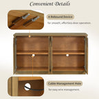 SOFTSEA Farmhouse 58" Sideboard with Adjustable Shelves, Glass Arch Buffet Cabinet for Kitchen and Living Room, Old Pine