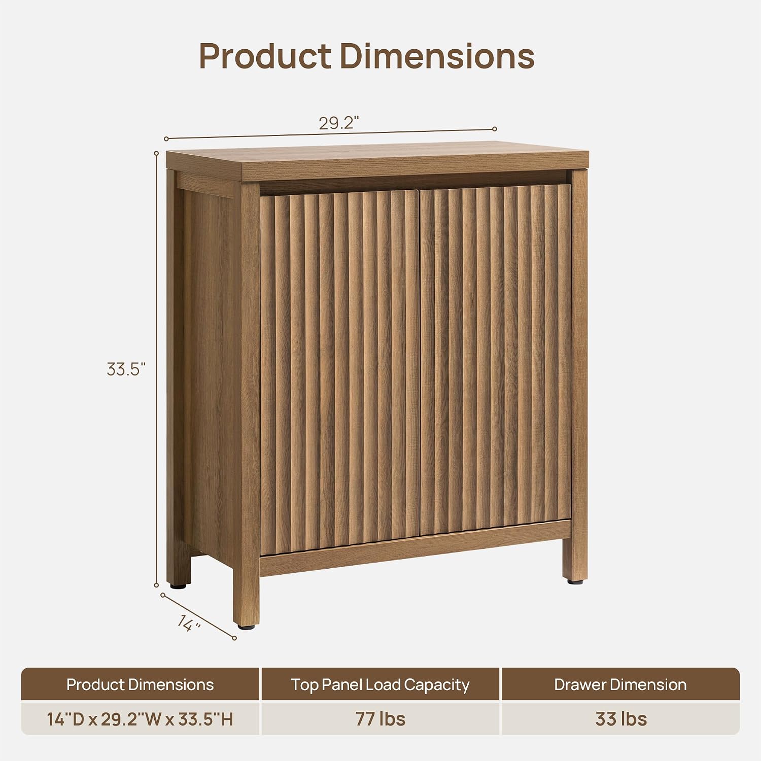 SICOTAS Sideboard Buffet Cabinet with Storage, Fluted Credenza Console Cabinet with Adjustable Shelves, Farmhouse Coffee Bar Storage Cabinets for Kitchen, Living Room, Entryway, Caramel Oak, 2 PCS