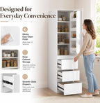 Kitchen Pantry Cabinet, 70.9" Tall Pantry Storage Cabinet with Doors, 3 Drawers, Shelves and Right-Side Door Racks, Freestanding Kitchen Storage Cabinet for Kitchen and Home, White