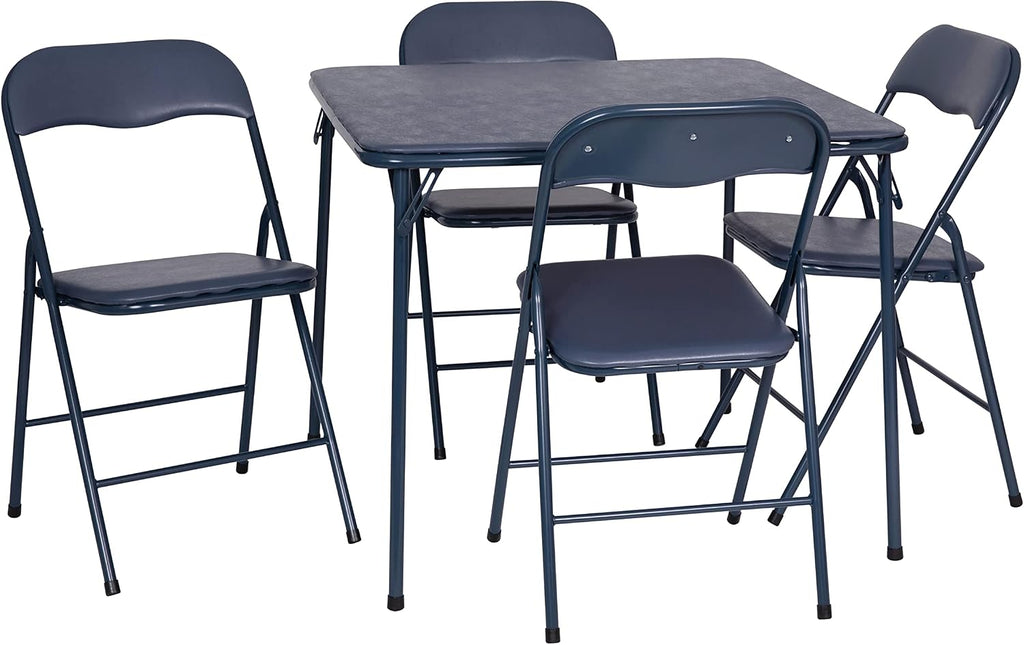 Flash Furniture Madison 5-Piece Folding Card Table and Chair Set, Navy | Portable, Indoor/Outdoor, Event Table and Chairs