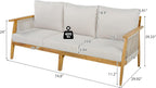 Christopher Knight Home Outdoor 3 Seater Patio Sofa with Acacia Wood Frame and Rope Weave Design, Cushioned Garden Couch with Removable Covers for Patio Deck Balcony, Teak and Beige