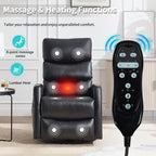 Rocker Recliner Chairs, 360° Swivel Rocking Recliner Chair for Adults,Glider Rocker Recliners, Small Recliners with Vibration Massage and Heat for Living Room (Black)