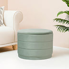 23" Round Velvet Storage Ottoman with Reversible Lid, Soft Padded Footrest and Hidden Storage, Large Upholstere Tray Top Ottoman Footstool for Living Room, Bedroom, Entryway, Sage Green