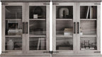 BELLEZE Set of 2 Glass Display Cabinet, 36" Tall Cabinet with Shelves and Glass Doors for Entryway, Living Room, Hallway, or Kitchen - Ashford (Gray Wash)