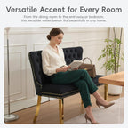 Velvet Double Dining Loveseat Bench with Wing Back, Tufted Upholstered 2-Seat Design,Golden Stainless Steel Legs, Modern Mid-Century Accent Seating for Dining Room, Kitchen, or Entryway (Black)