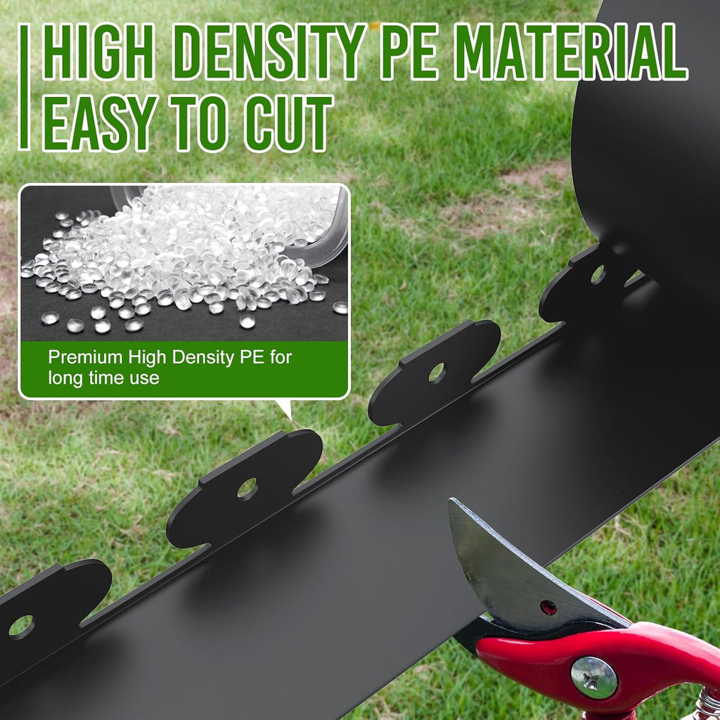 Landscape Edging 4 Inch Tall 100FT with 110Pcs Metal Spikes, Plastic Garden Edging Border Landscape Edging Border Lawn Edging for Landscaping, Flower Bed, Yard
